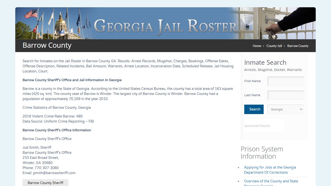 Barrow County | Georgia Jail Inmate Search